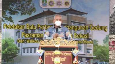 Wali Kota Bekasi Hadiri Peletakan Batu Pertama Pembangunan Gedung Pasraman Dan Serbaguna Pura Agung Tirta Bhuana.