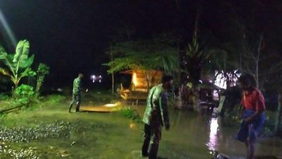 Air Waduk Rajui Meluap, Personel Koramil Padang Tiji Siaga Hadapi Banjir