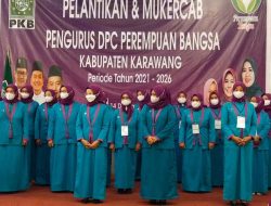 Wujud Nyata Perempuan Bangsa Karawang Serahkan Hibah RKB kepada Madrasah, MTS dan Paud dalam Pelantikan dan Mukercab