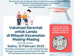 Dilaksanakan Besok, Vaksinasi Lansia Serentak di Seluruh Kecamatan di Kota Bekasi