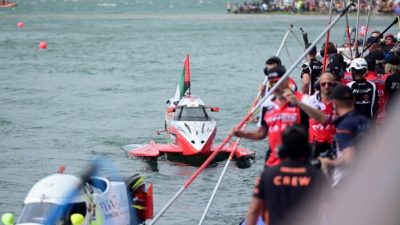 Untuk pertama kalinya, ajang balap perahu F1H2O/Powerboat digelar di Danau Toba, Minggu, 26 Februari 2023. Foto: BPMI Setpres/Muchlis Jr.