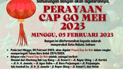 Perayaan Cap Go Meh di Kota Bekasi akan dihiasi pawai dan adanya penutupan beberapa ruas jalan.