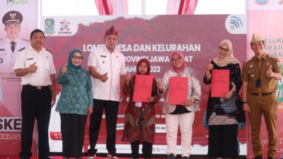 Plt. Walikota Bekasi Sambut Tim Penilai Lomba Penilaian Desa Kelurahan Tingkat Provinsi Jawa Barat di Kelurahan Jatirangga.